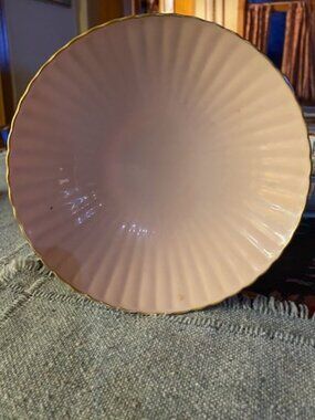LENOX Salmon/Pink Candy Dish Bowl Gold Trim Fluted Scalloped Footed, rare color